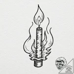 A single, perfect, burning matchstick, ink il… – tattoo sketch (№1752126318_0, 10.07.2025 05:45) — tattoovalue.net