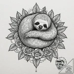 A beautiful, but lazy sloth, lounging on a pi… – tattoo sketch (№1752126570_0, 10.07.2025 05:49) — tattoovalue.net
