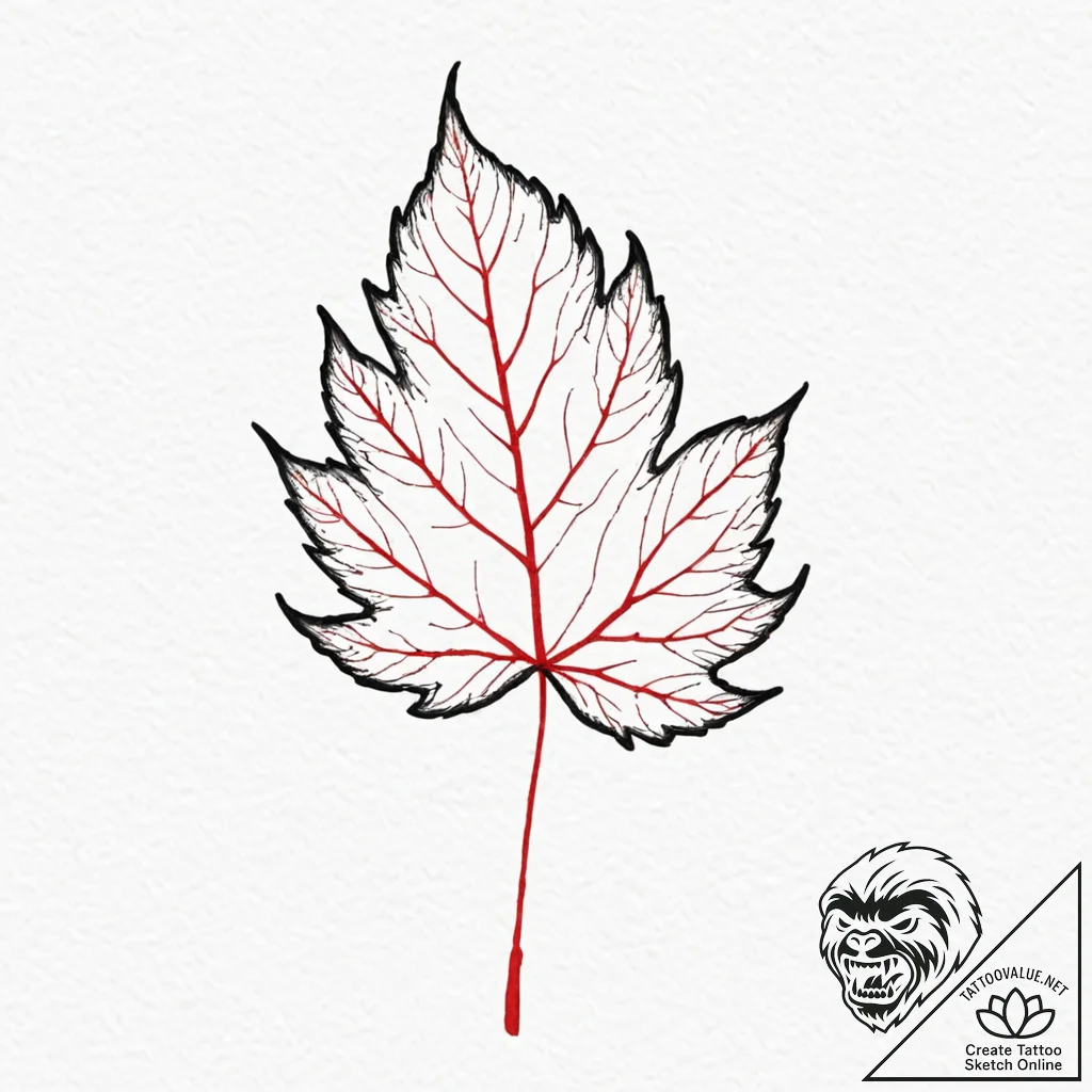 A single, abstract leaf, with watercolor vein... - tattoo sketch (№1752127155_0, 10.07.2025 05:59) — tattoovalue.net