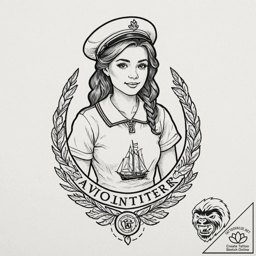 A beautiful, serene image of a volunteer, hel... - tattoo sketch (№1752127322_0, 10.07.2025 06:02) — tattoovalue.net