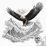 A powerful eagle, soaring high above the clou… – tattoo sketch (№1752127407_0, 10.07.2025 06:03) — tattoovalue.net