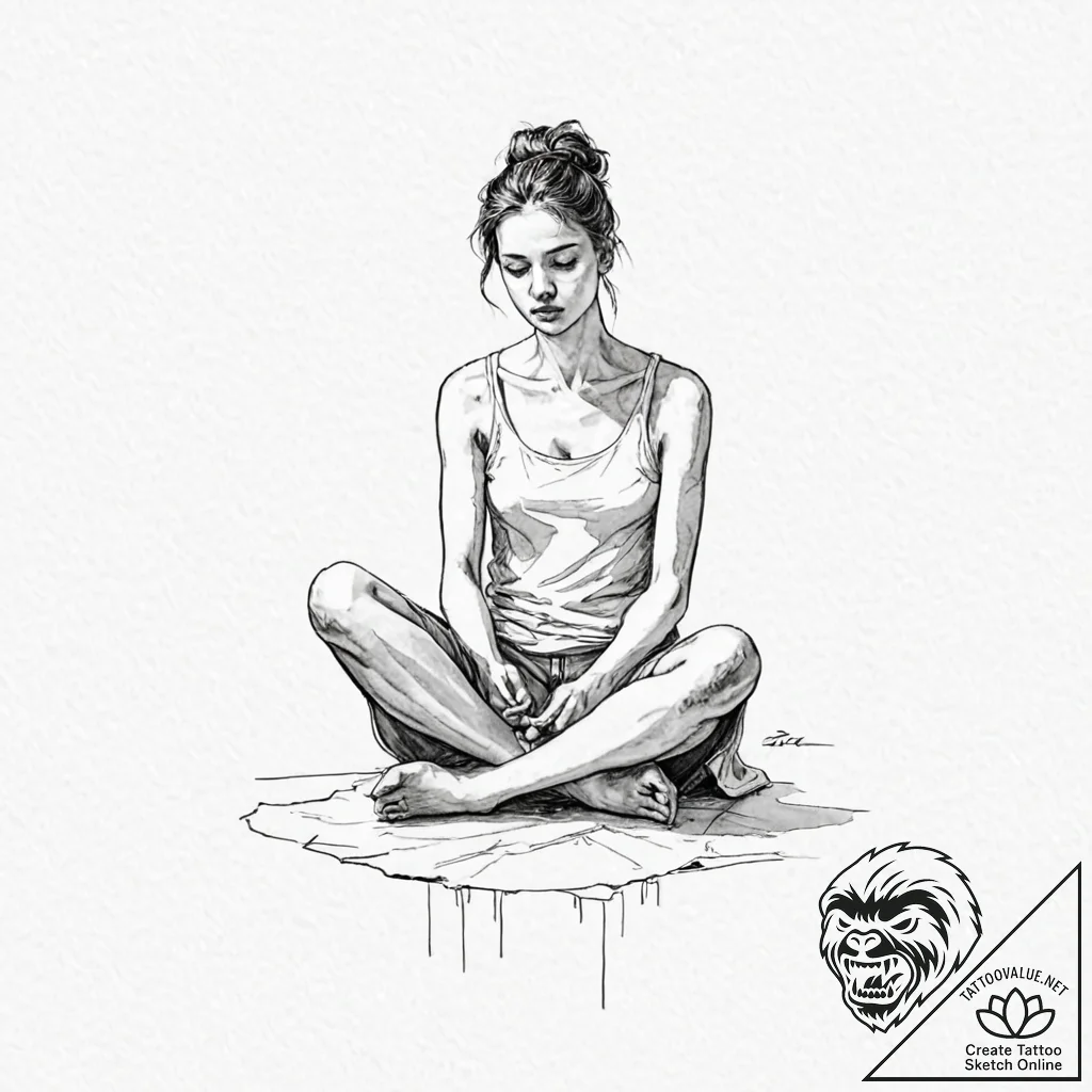 A person, sacrificing their own desires for t... - tattoo sketch (№1752127577_0, 10.07.2025 06:06) — tattoovalue.net