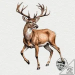 A running deer, its body is a soft, brown wat… – tattoo sketch (№1752127913_0, 10.07.2025 06:11) — tattoovalue.net