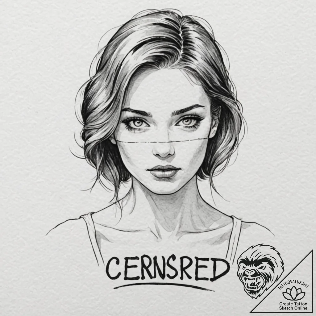A beautiful woman with her eyes covered by a... - tattoo sketch (№1752128165_0, 10.07.2025 06:16) — tattoovalue.net