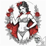 A beautiful woman as a matador, holding a red… – tattoo sketch (№1752128751_0, 10.07.2025 06:25) — tattoovalue.net