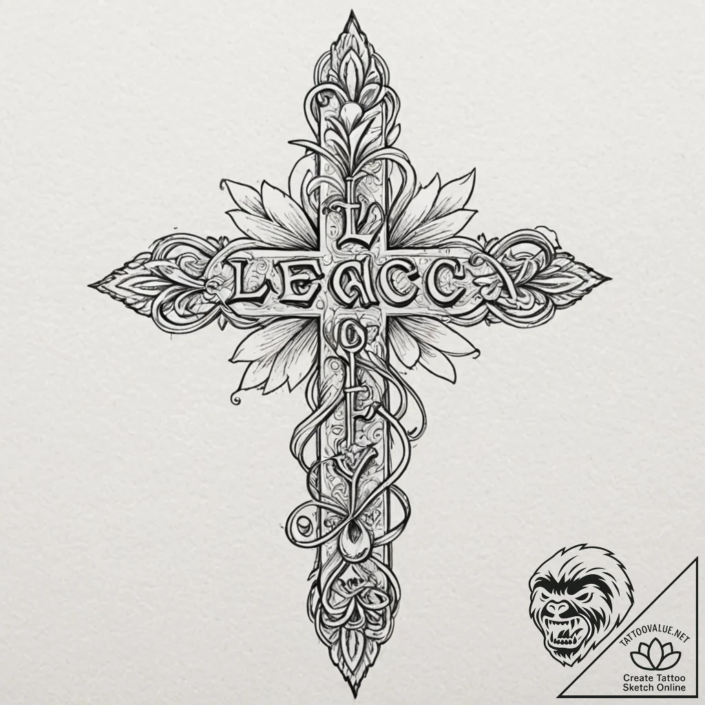 The phrase "legacy" in a strong, timeless fon... - tattoo sketch (№1752128835_0, 10.07.2025 06:27) — tattoovalue.net