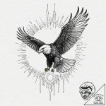 A powerful eagle, soaring towards the sun, ar… – tattoo sketch (№1752129002_0, 10.07.2025 06:30) — tattoovalue.net