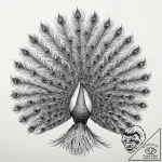 A beautiful peacock, its magnificent tail is… – tattoo sketch (№1752129084_0, 10.07.2025 06:31) — tattoovalue.net