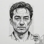 A portrait of a man, his face is a collage of… – tattoo sketch (№1752129167_0, 10.07.2025 06:32) — tattoovalue.net