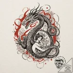 A woman’s body used as a canvas for a sprawli… – tattoo sketch (№1752129669_0, 10.07.2025 06:41) — tattoovalue.net