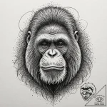 A powerful orangutan, displaying its strength… – tattoo sketch (№1752129837_0, 10.07.2025 06:43) — tattoovalue.net