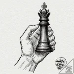 A realistic human hand, holding a single, bla… – tattoo sketch (№1752129929_0, 10.07.2025 06:45) — tattoovalue.net