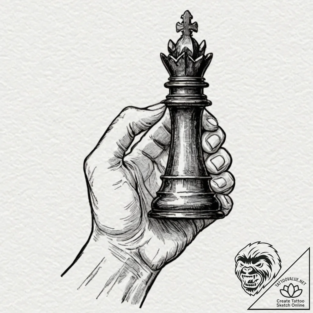 A realistic human hand, holding a single, bla... - tattoo sketch (№1752129929_0, 10.07.2025 06:45) — tattoovalue.net