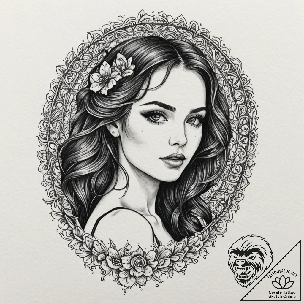 A beautiful woman's face, but her eyes are sp... - tattoo sketch (№1752130685_0, 10.07.2025 06:58) — tattoovalue.net