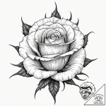 A single, perfect rose, but it is black and i… – tattoo sketch (№1752131022_0, 10.07.2025 07:03) — tattoovalue.net