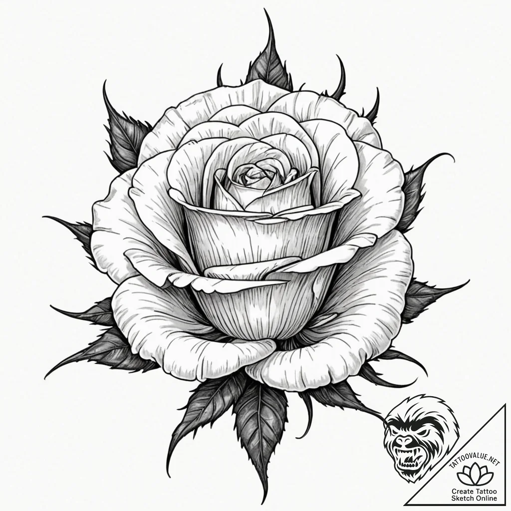 A single, perfect rose, but it is black and i... - tattoo sketch (№1752131022_0, 10.07.2025 07:03) — tattoovalue.net