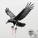 A realistic crow, its wings are spread wide,… – tattoo sketch (№1752131189_0, 10.07.2025 07:06) — tattoovalue.net