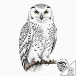 A majestic snowy owl, its feathers are soft w… – tattoo sketch (№1752131527_0, 10.07.2025 07:12) — tattoovalue.net