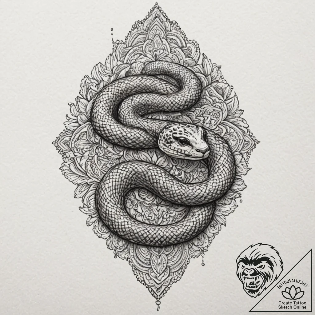 A snake, its scales have the pattern of a leo... - tattoo sketch (№1752131695_0, 10.07.2025 07:14) — tattoovalue.net