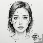 A girl whose tears are tiny, glowing stars – tattoo sketch (№1752132032_0, 10.07.2025 07:20) — tattoovalue.net