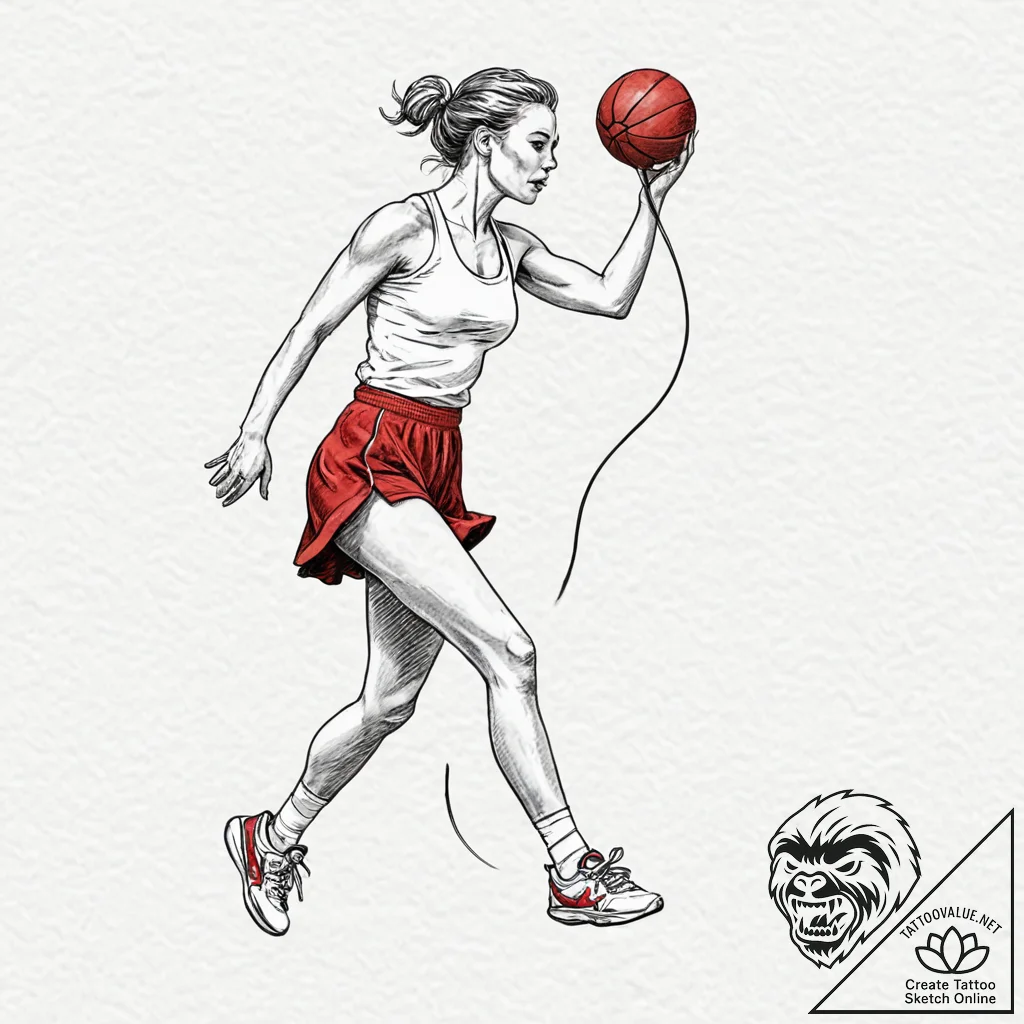 A powerful athlete, at the peak of their perf... - tattoo sketch (№1752132370_0, 10.07.2025 07:26) — tattoovalue.net