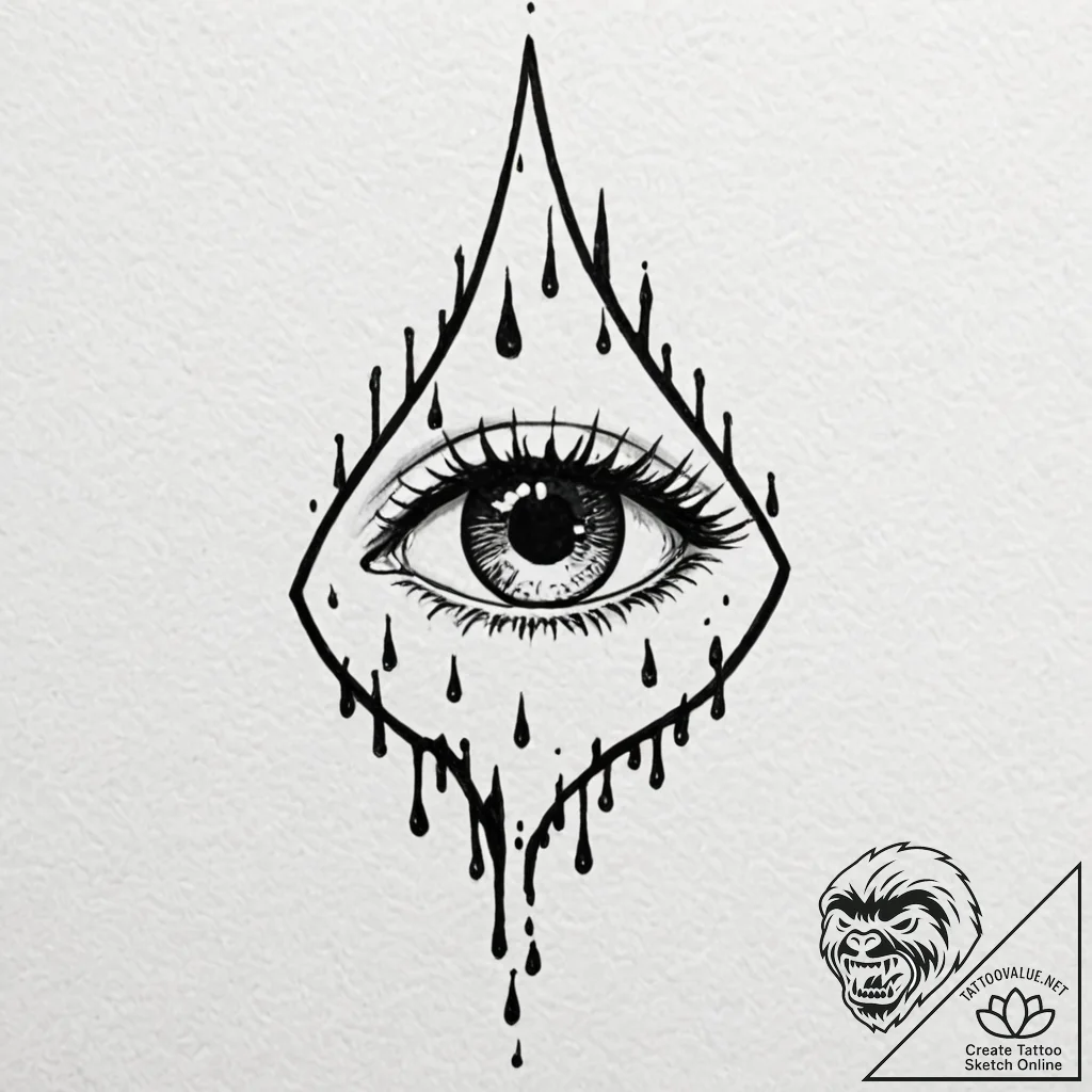 A single, black tear, that is a droplet of bl... - tattoo sketch (№1752132770_0, 10.07.2025 07:32) — tattoovalue.net