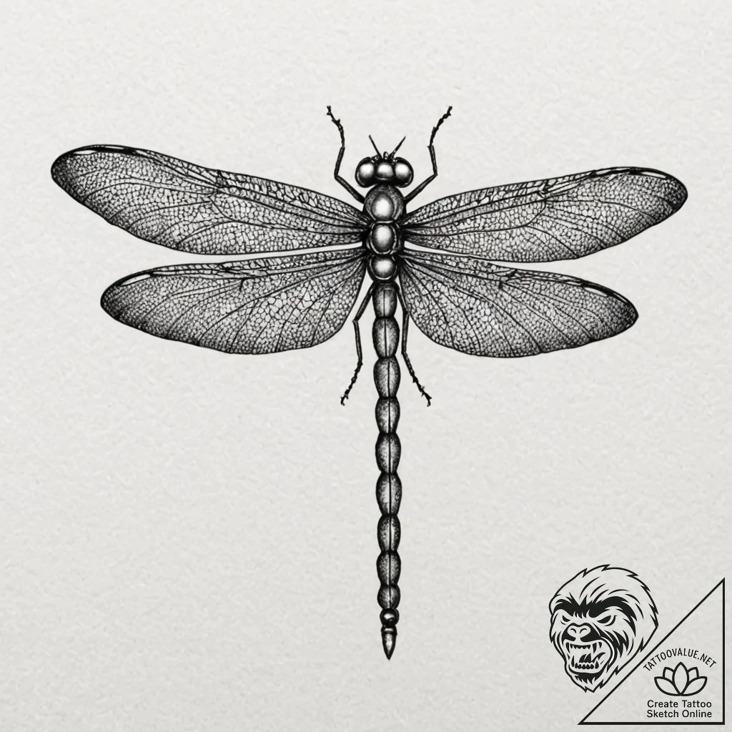 A delicate dragonfly, its wings are made of i... - tattoo sketch (№1752132848_0, 10.07.2025 07:34) — tattoovalue.net