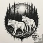 A wolf pack, depicted as shadowy, ethereal fi… – tattoo sketch (№1752132927_0, 10.07.2025 07:35) — tattoovalue.net