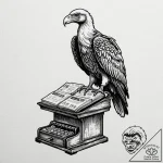 A vulture, perched on a cash register, tattoo… – tattoo sketch (№1752133407_0, 10.07.2025 07:43) — tattoovalue.net