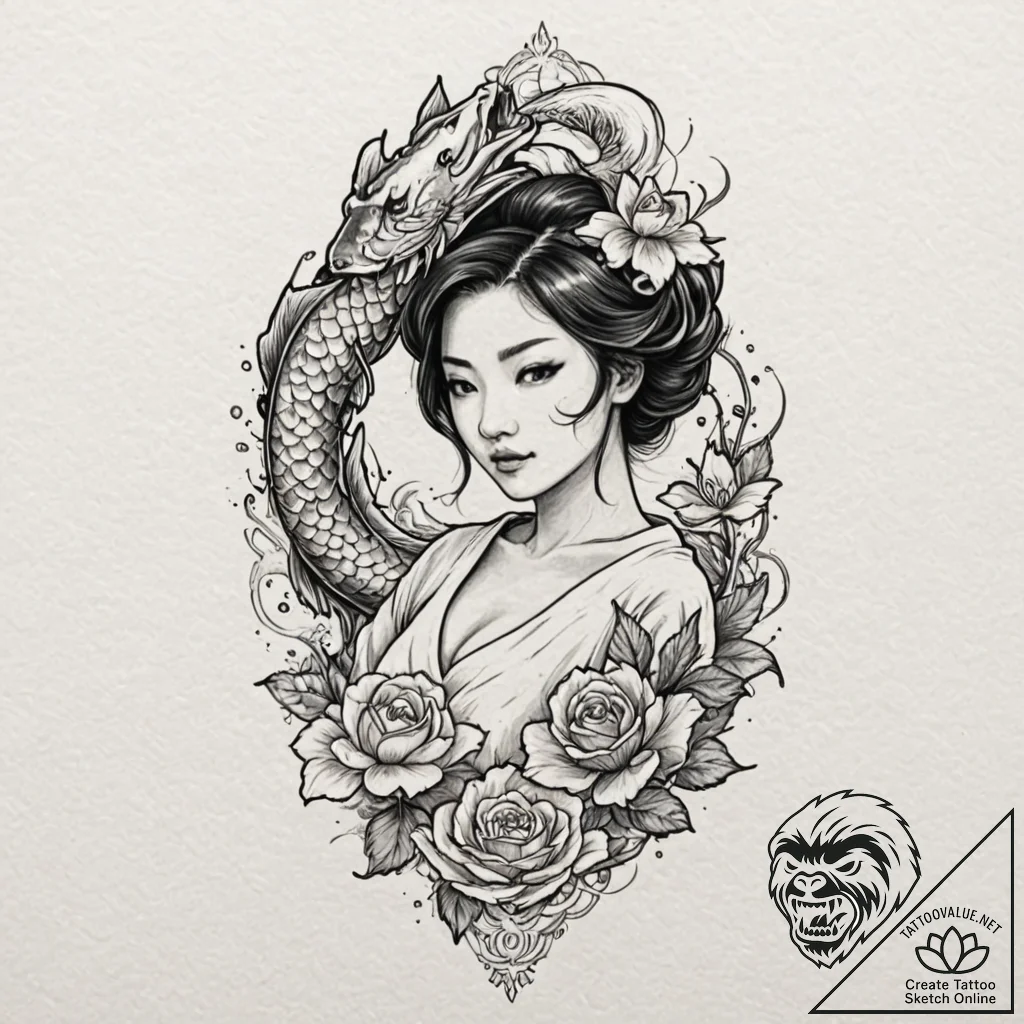 A woman holding a single, perfect, black rose... - tattoo sketch (№1752133660_0, 10.07.2025 07:47) — tattoovalue.net