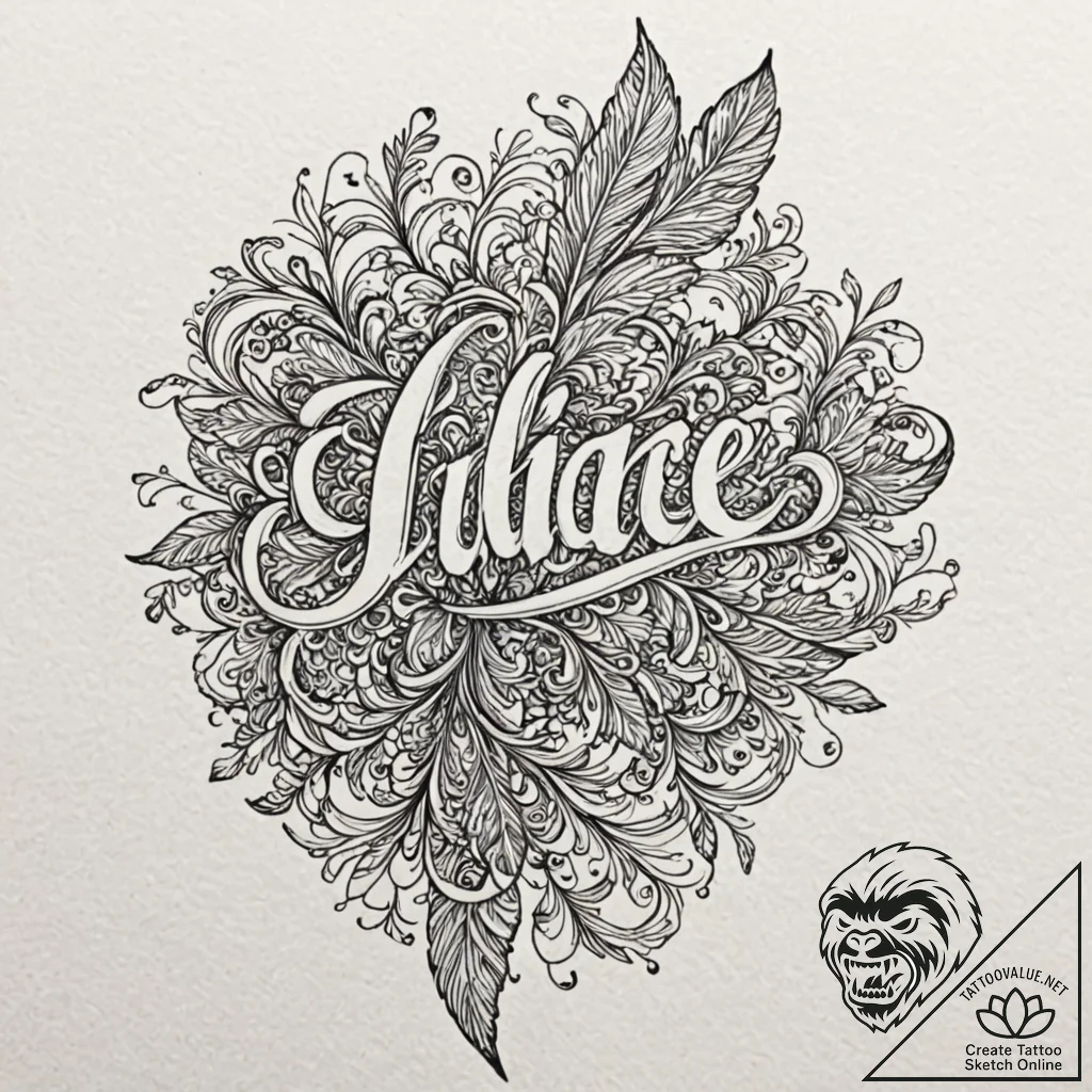 A beautiful, ornate quill pen, writing a sing... - tattoo sketch (№1752133744_0, 10.07.2025 07:49) — tattoovalue.net