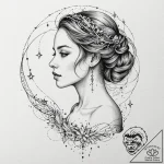 A beautiful woman with her skin covered in co… – tattoo sketch (№1752133911_0, 10.07.2025 07:51) — tattoovalue.net