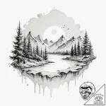 A beautiful, abstract dreamscape, a world mad… – tattoo sketch (№1752134578_0, 10.07.2025 08:02) — tattoovalue.net