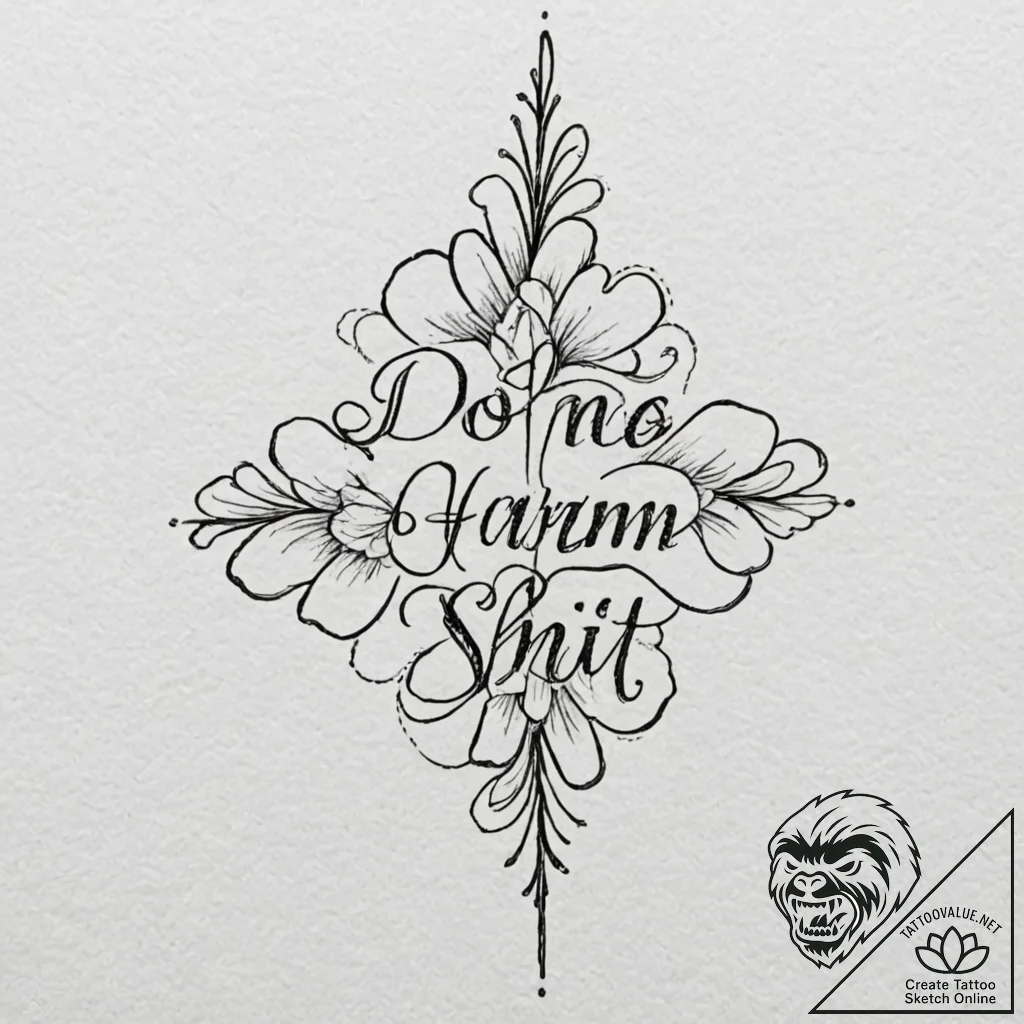 A quote "do no harm, but take no shit", tatto... - tattoo sketch (№1752134663_0, 10.07.2025 08:04) — tattoovalue.net