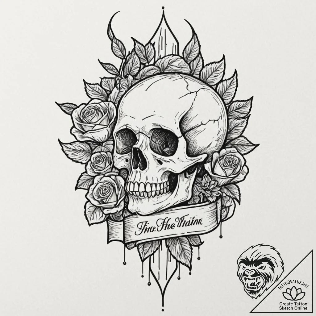 A human hand, crushing a skull, concept art f... - tattoo sketch (№1752134748_0, 10.07.2025 08:05) — tattoovalue.net