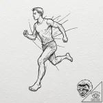 A human silhouette, running towards a sunrise… – tattoo sketch (№1752135263_0, 10.07.2025 08:14) — tattoovalue.net