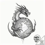 A dragon’s claw, gripping a cracked, burning… – tattoo sketch (№1752135348_0, 10.07.2025 08:15) — tattoovalue.net
