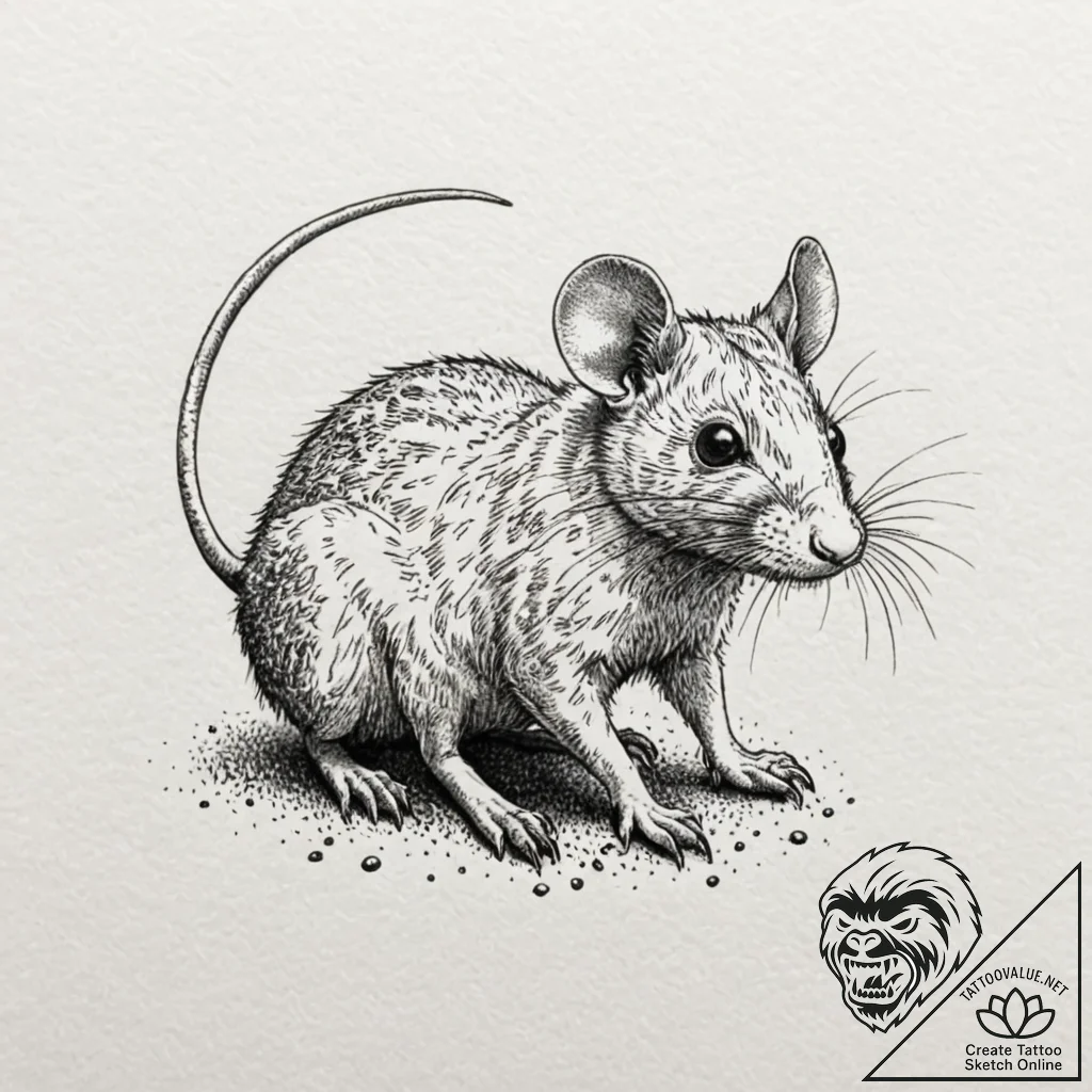 A pack of spectral rats, their eyes glowing g... - tattoo sketch (№1752135609_0, 10.07.2025 08:20) — tattoovalue.net
