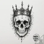 A skull, with a beautiful, ornate crown, but… – tattoo sketch (№1752135693_0, 10.07.2025 08:21) — tattoovalue.net