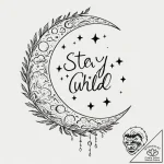 A phrase “stay wild, moon child” – tattoo sketch (№1752136090_0, 10.07.2025 08:28) — tattoovalue.net