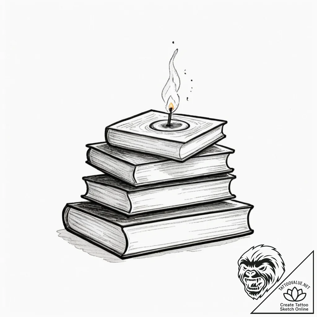 A single candle, its flame is bright and stea... - tattoo sketch (№1752136490_0, 10.07.2025 08:34) — tattoovalue.net