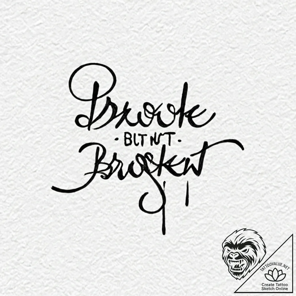 The phrase "broke but not broken" - tattoo sketch (№1752136567_0, 10.07.2025 08:36) — tattoovalue.net
