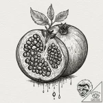 A realistic pomegranate, split open to reveal… – tattoo sketch (№1752136650_0, 10.07.2025 08:37) — tattoovalue.net