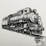A powerful locomotive, a symbol of industrial… – tattoo sketch (№1752136904_0, 10.07.2025 08:41) — tattoovalue.net
