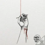 A realistic human hand, with marionette strin… – tattoo sketch (№1752136987_0, 10.07.2025 08:43) — tattoovalue.net