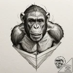 A powerful chimpanzee, in a display of aggres… – tattoo sketch (№1752137069_0, 10.07.2025 08:44) — tattoovalue.net