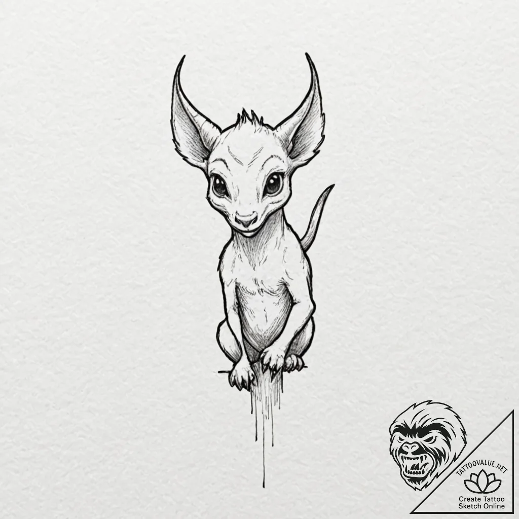 A tiny, minimalist devil's tail, peeking out... - tattoo sketch (№1752137154_0, 10.07.2025 08:45) — tattoovalue.net