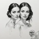 A beautiful woman, looking at her own reflect… – tattoo sketch (№1752137487_0, 10.07.2025 08:51) — tattoovalue.net