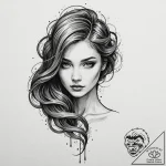 A beautiful woman with her hair made of swirl… – tattoo sketch (№1752138159_0, 10.07.2025 09:02) — tattoovalue.net