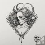 A woman holding a small, intricate bird skull… – tattoo sketch (№1752138244_0, 10.07.2025 09:04) — tattoovalue.net